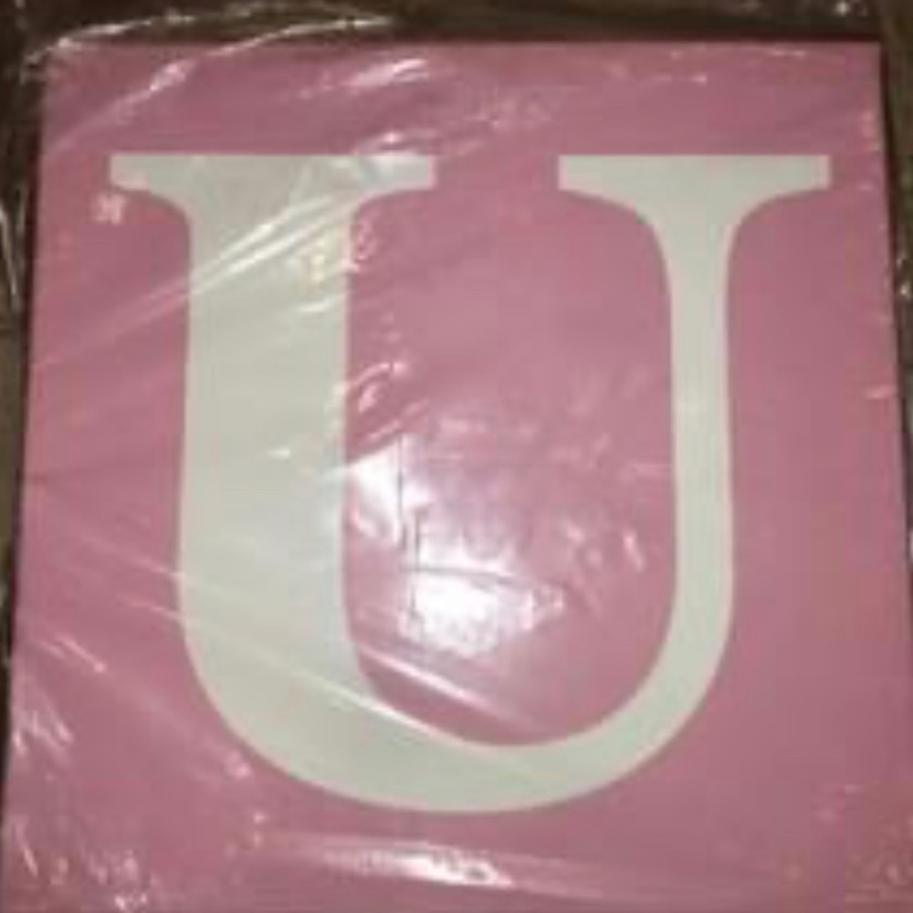 Avalisa 18” stretched Canvas Capitol letter U pink alphabet wall art pink